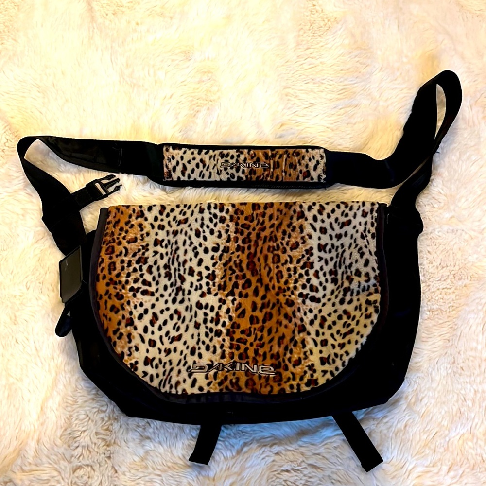 DaKine fuzzy leopard messenger bag